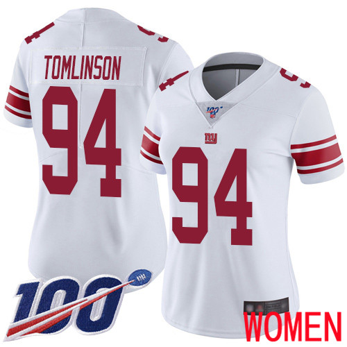 Women New York Giants #94 Dalvin Tomlinson White Vapor Untouchable Limited Player 100th Season Football NFL Jersey->women nfl jersey->Women Jersey